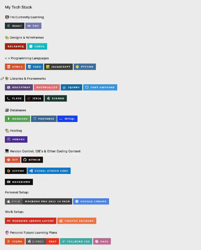 Tech Stack Example Section